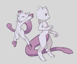 Rule 34 | arms up, closed eyes, closed mouth, creatures (company), floating, full body, game freak, gen 1 pokemon, grey background, legendary pokemon, mega mewtwo y, mega pokemon, mewtwo, nintendo, pokemon, pokemon (creature), simple background, standing, stretching, tosx