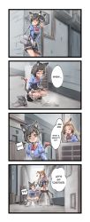Rule 34 | !?, 2girls, 4koma, :3, ^^^, ^ ^, absurdres, afterimage, air conditioner, alley, animal ear fluff, animal ears, ara ara, bag, between legs, black footwear, black hair, black legwear, black skirt, blue shirt, blush, bob cut, bow, bowtie, breasts, breath, brown hair, buttons, cat ears, cat girl, cat tail, caught, closed eyes, clothes lift, clothes pull, comic, cowboy shot, day, embarrassed, english text, faceless, faceless female, female focus, flying sweatdrops, frilled shirt, frilled sleeves, frills, full body, green eyes, hair intakes, half-closed eyes, hand between legs, hand to own mouth, handbag, happy, have to pee, heart, high-waist skirt, highres, juliet sleeves, legs together, lifted by self, long hair, long sleeves, looking at another, looking back, looking to the side, miniskirt, motion lines, multiple girls, multiple views, nose blush, o o, open mouth, original, outdoors, own hands together, panties, panty pull, pantyhose, pantyhose pull, pee, peeing, polly (rune (dualhart)), puddle, puffy sleeves, pussy, red neckwear, rune (dualhart), school uniform, shirt, shirt tucked in, shoes, short hair, sidelocks, sideways mouth, skirt, skirt lift, small breasts, smile, socks, speech bubble, spoken interrobang, spread legs, spread pussy, squatting, standing, steam, suri (rune (dualhart)), surprised, sweat, tail, tail between legs, tail bow, tail ornament, talking, tears, trembling, uncensored, underwear, v arms, wavy mouth, white legwear, white panties, yuri