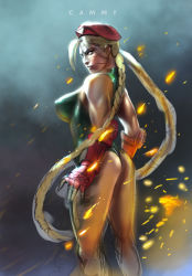 Rule 34 | 1girl, absurdres, ahoge, ass, beret, blue eyes, braid, breasts, cammy white, capcom, covered erect nipples, from behind, green leotard, hat, highleg, highleg leotard, highres, huge ahoge, large breasts, leotard, lips, long hair, looking back, nose, scar, solo, street fighter, thighs, thong leotard, twin braids, unfinished, very long hair, zomen