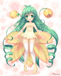 Rule 34 | 1girl, :d, alraune (p&amp;d), artist name, blush, dress, drill hair, flower, green eyes, green hair, long hair, looking at viewer, maron (1212ama), matching hair/eyes, monster girl, open mouth, plant girl, puzzle &amp; dragons, smile, solo, twintails, very long hair, yellow dress