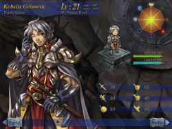 Rule 34 | 1boy, armor, cape, character name, cowboy shot, closed eyes, fake screenshot, full body, gloves, twirling hair, kelwin grissom, long hair, male focus, maxa&#039;, one eye closed, original, pixelated, ponytail, red eyes, rust, scar, sheath, sheathed, shoulder pads, silver hair, smile, solo, sword, tild - mage a louer, vambraces, weapon