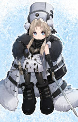 Rule 34 | + +, 1girl, absurdres, aged down, azur lane, black footwear, black gloves, boots, brown hair, cloak, closed mouth, commentary request, dishwasher1910, dress, elbow gloves, full body, fur-trimmed boots, fur-trimmed cloak, fur hat, fur trim, gloves, hair over shoulder, hand on own hip, hat, highres, holding, holding sword, holding weapon, kronshtadt (azur lane), long hair, low twintails, parted bangs, sleeveless, sleeveless dress, solo, standing, sword, twintails, twitter username, weapon, white cloak, white dress, white hat