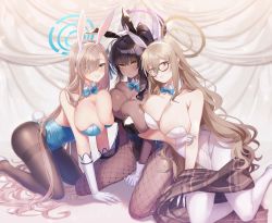 Rule 34 | akane (blue archive), akane (bunny) (blue archive), asuna (blue archive), asuna (bunny) (blue archive), black leotard, blue archive, bow, bowtie, breasts, curvy, dark-skinned female, dark skin, glasses, highleg, highleg leotard, highres, huge breasts, karin (blue archive), karin (bunny) (blue archive), leotard, long hair, official alternate costume, pantyhose, playboy bunny, rabbit ears, rabbit tail, smk, tagme, thighhighs, traditional bowtie, very long hair, wide hips