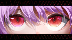 Rule 34 | 1girl, eye focus, highres, letterboxed, looking at viewer, otomeza ryuseigun, purple hair, red eyes, reisen udongein inaba, slit pupils, solo, straight-on, touhou