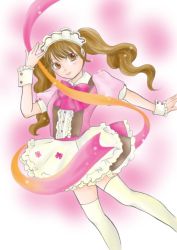 Rule 34 | 1girl, at-home cafe, bow, maid, pink bow, shiga hitomi, socks, twintails, white socks