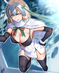 Rule 34 | 1girl, absurdres, ahoge, bell, black thighhighs, bow, breasts, capelet, cleavage, commentary request, cosplay, elbow gloves, fate/grand order, fate (series), fur, fur-trimmed gloves, fur capelet, fur trim, gloves, green bow, hand on own hip, headpiece, highres, huge breasts, huge filesize, jeanne d&#039;arc (fate), jeanne d&#039;arc alter (avenger) (fate), jeanne d&#039;arc alter (fate), jeanne d&#039;arc alter santa lily (fate), jeanne d&#039;arc alter santa lily (fate) (cosplay), kisaragi tsurugi, looking at viewer, red bow, short hair, silver hair, skirt, snow, solo, thighhighs, two-tone bow, white capelet, white skirt, winter, yellow eyes