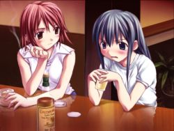 Rule 34 | 2girls, blush, boku to bokura no natsu, cigarette, drinking, fue (tsuzuku), game cg, ichimura kiri, multiple girls, ogawa touko, smoking