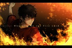 Rule 34 | 1boy, avatar: the last airbender, avatar legends, bad id, bad twitter id, burn scar, chinese clothes, fighting, fire, letterboxed, male focus, molo78887777, scar, short hair, simple background, solo, zuko