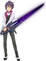 Rule 34 | 10s, 1boy, amagiri ayato, black shirt, blouse, full body, gakusen toshi asterisk, holding, holding sword, holding weapon, male focus, official art, shirt, solo, sword, transparent background, weapon