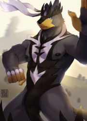 Rule 34 | 1boy, abs, absurdres, bara, bear boy, black eyes, blurry, blurry background, bulge, commentary, cowboy shot, creatures (company), dilukha (nyaalgebra), english commentary, fighting stance, furry, furry male, game freak, gen 8 pokemon, grey fur, highres, legendary pokemon, long hair, looking at viewer, male focus, muscular, muscular male, nintendo, nipples, pectorals, pelvic curtain, pokemon, pokemon (creature), solo, thick thighs, thighs, urshifu