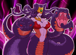 Rule 34 | breasts, duel monster, extra eyes, face, fangs, jewelry, lamia, lips, monster girl, necklace, red eyes, smile, snake, snake arms, snake hair, snake tail, tail, vennominaga the deity of poisonous snakes, yu-gi-oh!, yu-gi-oh! gx