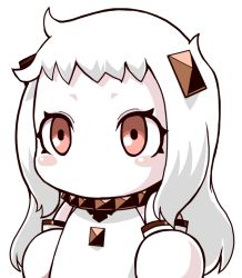 Rule 34 | 10s, 1girl, abyssal ship, ahoge, blush stickers, chibi, dress, horns, kantai collection, lillithlauda, long hair, looking at viewer, mittens, northern ocean princess, pale skin, red eyes, solo, transparent background, white dress, white hair