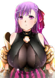 Rule 34 | 10s, 1girl, absurdres, artist request, bad id, bad pixiv id, bare shoulders, belt collar, breasts, collar, commentary request, fate/extra, fate/extra ccc, fate/grand order, fate (series), gauntlets, hair ribbon, highres, huge breasts, looking at viewer, o-ring, o-ring top, passionlip (fate), pink ribbon, purple eyes, purple hair, ribbon, solo
