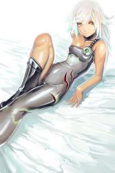 Rule 34 | 1girl, boots, breasts, flat chest, green eyes, highres, kichin yarou, no lineart, silver hair, small breasts, solo