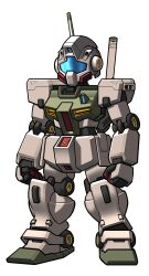 Rule 34 | arms at sides, assault visor, chibi, clenched hands, full body, gm command, gundam, gundam 0080, highres, mecha, mobile suit, no humans, radio antenna, robot, science fiction, sd gundam, simple background, solo, spartan56 (116 spartan56), standing, white background