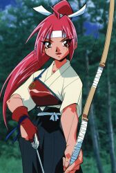 Rule 34 | absurdres, arrow (projectile), bloodberry, bow, highres, red eyes, red hair, saber marionette j, shimamura hidekazu