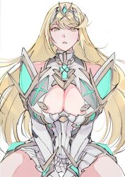 Rule 34 | 1girl, armor, blonde hair, breasts, highres, large breasts, mythra (xenoblade), solo, ug333333, xenoblade chronicles (series), xenoblade chronicles 2