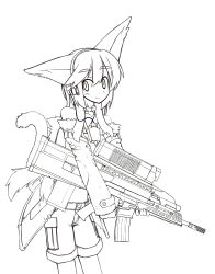 Rule 34 | 1girl, absurdres, airburst grenade launcher, alliant techsystems, animal ears, assault rifle, bullpup, carbine, cat ears, computerized scope, contraves brashear systems, grenade launcher, gun, headphones, heckler &amp; koch, highres, hud mount, jacket, l-3 communications corporation, l3 technologies, meijou inurou, microphone, military, military program, military uniform, modular weapon system, multi-weapon, multiple-barrel firearm, night-vision device, objective individual combat weapon (military program), objective infantry combat weapon (military program), original, precision-guided firearm, prototype design, red faction 2, rifle, scope, selectable assault battle rifle (military program), semi-automatic firearm, semi-automatic grenade launcher, short-barreled rifle, shorts, sight (weapon), smart scope, smile, solo, tail, telescopic sight, thermal weapon sight, transforming weapon, under-barrel configuration, underbarrel assault rifle, underbarrel rifle, uniform, weapon, xm104 (smart scope), xm29 oicw
