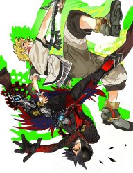 Rule 34 | 2boys, black hair, blonde hair, blue eyes, bodysuit, boots, fighting stance, full body, hair between eyes, highres, holding, holding weapon, keyblade, kingdom hearts, kingdom hearts birth by sleep, kingdom hearts ii, multicolored bodysuit, multicolored clothes, multicolored shorts, multiple boys, one eye covered, open mouth, roxas, short sleeves, shorts, spiked hair, talesofmea, teeth, upper teeth only, vanitas (kingdom hearts), weapon, white background, yellow eyes