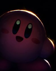 Rule 34 | :d, black background, blush, blush stickers, dark, highres, kirby, kirby (series), looking at viewer, nintendo, no humans, open mouth, smile, suyasuyabi