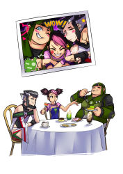 Rule 34 | + +, autobot, black hair, blush stickers, bulkhead, cake, chair, cup, doughnut, earrings, eating, closed eyes, fat, fist bump, food, food in mouth, genderswap, genderswap (mtf), green hair, hair ornament, hairclip, head rest, highres, jewelry, miko nakadai, mug, multicolored hair, one eye closed, personification, photo (object), pink hair, plate, pudding, ryuusei (mark ii), scar, scar across eye, scar on face, sitting, smile, smoothie, sweatdrop, table, transformers, transformers prime, twintails, two-tone hair, wheeljack, white hair