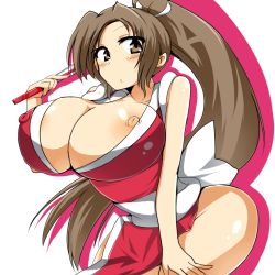 Rule 34 | areola slip, blush, breasts, cleavage, japanese clothes, large breasts, nipple slip, nipples, shiranui mai, snk, the king of fighters, wedge (tyrl stride)