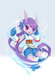Rule 34 | 1girl, bodysuit, boots, breasts, detached sleeves, dragon girl, dragon horns, eyelashes, freedom planet, freedom planet 2, furry, galaxytrail, gloves, headgear, highres, horns, japanese clothes, kimono, long hair, official art, open mouth, pink eyes, purple hair, sash lilac, simple background, thigh boots, thighhighs, thighs, twintails, tyson tan, unitard, very long hair, water, wide hips, zettai ryouiki
