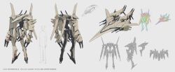 Rule 34 | 1other, absurdres, character name, character sheet, extra arms, full body, grey background, highres, hozumi sousei, mecha, mecha focus, multiple views, original, robot, simple background, size comparison