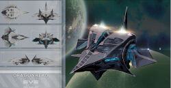 Rule 34 | 3d, character sheet, commentary, concept art, copyright name, cruiser (eve online), eve online, glowing, highres, logo, military vehicle, multiple views, no humans, original, outdoors, photoshop (medium), planet, science fiction, space, spacecraft, spaceship, tigaer, vehicle focus, zbrush (medium)