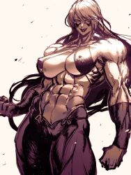 Rule 34 | 1girl, abs, ass, breasts, fuuma kotarou (tenkaichi), huge ass, huge breasts, kisuu, long hair, looking at viewer, muscular, muscular female, non-web source, standing, tall female, thick arms, thick lips