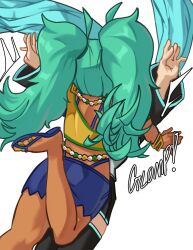 absurdres aqua_hair bead_choker beads bikini bracelet brazil brazilian_flag brazilian_flag_print brazilian_miku breasts couple dark-skinned_female dark_skin earrings flag_print flower hair_flower hair_ornament hatsune_miku highres jewelry kiss long_hair moxydraws multiple_bracelets rectangular_earrings selfcest shirt shorts swimsuit tan twintails vocaloid yellow_shirt yuri