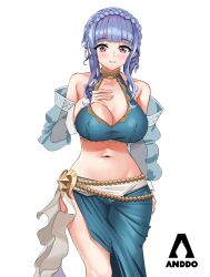 Rule 34 | 1girl, absurdres, bikini, blue bikini, blue hair, blue sarong, blush, braid, breasts, brown eyes, cleavage, crown braid, fire emblem, fire emblem: three houses, fire emblem heroes, highres, i am anddo, jewelry, large breasts, long hair, looking at viewer, marianne von edmund, marianne von edmund (summer), navel, nintendo, official alternate costume, open mouth, sarong, see-through, see-through sleeves, simple background, smile, swimsuit, white background, wide hips