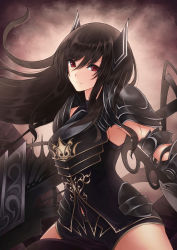 Rule 34 | &gt;:), 10s, 1girl, absurdres, armor, brown hair, closed mouth, dragon, dragon riding, dual wielding, forte (shingeki no bahamut), from side, gauntlets, highres, holding, holding weapon, horns, long hair, looking at viewer, meshida (lux-far-accelerator), pauldrons, red eyes, riding, serious, shadowverse, shingeki no bahamut, shoulder armor, sidelocks, upper body, v-shaped eyebrows, weapon