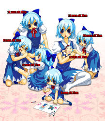 Rule 34 | 6+girls, age comparison, baby, child, child&#039;s drawing, cirno, english text, engrish text, female focus, multiple girls, multiple persona, nanohito, aged up, ranguage, time paradox, tmc, touhou, aged down