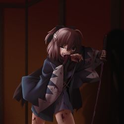 Rule 34 | 1girl, blood, blood from mouth, blood on clothes, bloody weapon, fate/grand order, fate (series), injury, japanese clothes, katana, kimono, koha-ace, looking at viewer, official style, okita souji (fate), okita souji (koha-ace), pink hair, shoori (migiha), short kimono, solo, sword, type-moon, weapon