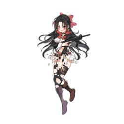 Rule 34 | 1girl, artist request, belt, beretta cx4 storm, black hair, blush, boots, carbine, choker, covering privates, covering breasts, cx4 storm (girls&#039; frontline), damaged, full body, garter straps, girls&#039; frontline, gun, hair ribbon, long hair, official art, open mouth, panties, pink eyes, pistol-caliber carbine, revealing clothes, ribbon, rifle, skirt, sleeve cuffs, solo, submachine gun, thighhighs, torn clothes, torn skirt, torn thighhighs, transparent background, underwear, utility belt, weapon