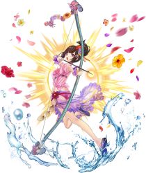 Rule 34 | &gt;:o, 1girl, aiming, arrow (projectile), artist request, ass, bikini, bow (weapon), breasts, brown hair, flower, full body, hair flower, hair ornament, hibiscus, highres, holding, holding arrow, holding bow (weapon), holding weapon, medium breasts, official art, oshiro project:re, oshiro project:re, pink shirt, ponytail, red bikini, sandals, shirt, solo, sunflower, swimsuit, tied shirt, transparent background, v-shaped eyebrows, water drop, weapon, wet, wet clothes, wet shirt, yanaginogosho (oshiro project)