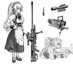 Rule 34 | 1girl, girls&#039; frontline, gun, highres, maid, ntw-20 (girls&#039; frontline), qyuandee3, solo, twitter, weapon, white background