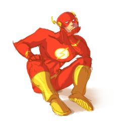 Rule 34 | 1boy, bodysuit, head rest, dc comics, male focus, mask, simple background, sitting, solo, the flash, wally west