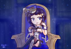 Rule 34 | 1girl, artist name, artist request, asaka karin, belt, black belt, black footwear, black gloves, black skirt, blue cape, blue eyes, blue hair, blue hat, blue ribbon, blue sky, blush, boots, breasts, cape, chair, chibi, cleavage, cloud, collarbone, cross-laced footwear, crossed legs, dark blue hair, dress, feathers, feet, feet out of frame, female focus, fishnet legwear, fishnets, fur-trimmed cape, fur trim, garter straps, gloves, half gloves, hat, hat ribbon, high heel boots, high heels, holding, knee boots, looking at viewer, love live!, love live! nijigasaki high school idol club, love live! school idol festival, love live! school idol festival all stars, miniskirt, mole, mole on body, mole on breast, night, night sky, on chair, outdoors, parted lips, peaked cap, plaid, plaid dress, plaid skirt, pleated, pleated dress, pleated skirt, ribbon, short hair, sitting, skirt, sky, small breasts, smile, solo, sparkle print, star (sky), star (symbol), striped ribbon, tentation bleu (love live!), throne, tie clip, vanilla kunikida, white feathers, white wrist cuffs, wing collar, wrist cuffs