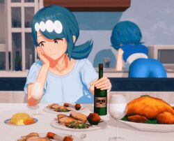 2girls animated animated_gif ass dinner feathermapleleaf fellatio_gesture food handjob_gesture im indoors lana&#039;s_mother_(pokemon) lana_(pokemon) looking_at_viewer mother_and_daughter multiple_girls presenting sexually_suggestive tagme tongue tongue_out