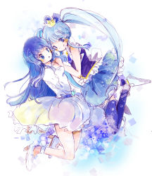 Rule 34 | 10s, 2girls, bad id, bad pixiv id, blue eyes, blue hair, blue legwear, blue skirt, boots, crown, cure princess, dress, dual persona, earrings, eyelashes, hair ornament, hair ribbon, happinesscharge precure!, happy, high heels, highres, ichitaro, jewelry, long hair, looking at viewer, magical girl, multiple girls, precure, ribbon, shirayuki hime, shirt, shoes, sketch, skirt, smile, thighhighs, thighs, toei animation, twintails, white dress, zettai ryouiki