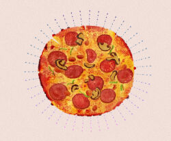 Rule 34 | cheese, food, food focus, grey background, kakino tanene, mushroom, no humans, original, pepperoni, pepperoni pizza, pizza