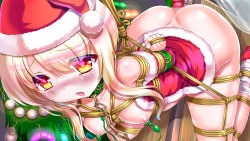 Rule 34 | 1girl, anal, anal beads, anal object insertion, arms behind back, ass, azur lane, bdsm, blonde hair, blush, bondage, bound, breasts, censored, chain, chain leash, christmas, collar, commentary request, eyebrows, eyes visible through hair, hat, heart, heart-shaped pupils, highres, juneau (azur lane), leash, long hair, looking at viewer, mndqn, nipple clamps, nipple stimulation, nipples, object insertion, open mouth, rope, santa costume, santa hat, sex, sex toy, shibari, small breasts, solo, symbol-shaped pupils, tearing up, tears, vaginal, vaginal object insertion, vibrator, vibrator on nipple, wooden horse, yellow eyes