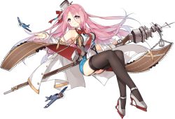 Rule 34 | 1girl, aiguillette, aircraft, airplane, anchor, armpits, azur lane, banner, black thighhighs, blue hair, bow, bowtie, breasts, buttons, coat, covered navel, crossed legs, dress, eyebrows, eyelashes, eyes visible through hair, fingernails, flight deck, full body, garter straps, gradient hair, grey footwear, gun, hair between eyes, hair ornament, hair ribbon, high heels, holding, invisible chair, knees together feet apart, lexington (azur lane), long fingernails, long hair, long sleeves, medium breasts, microdress, multicolored clothes, multicolored dress, multicolored hair, navel, off shoulder, official art, open clothes, open coat, palms, pink hair, purple eyes, red bow, red bowtie, ribbon, rifle, saru, shoes, short dress, sitting, sleeveless, sleeveless dress, solo, star (symbol), straight hair, tareme, teeth, thighhighs, transparent background, turret, turtleneck, two-tone hair, weapon, white coat, zettai ryouiki