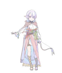 Rule 34 | 1girl, absurdres, arrow (projectile), blouse, boots, bow (weapon), braid, brown capelet, capelet, closed mouth, ear ornament, enkyo yuuichirou, eyes visible through hair, full body, highres, holding, holding bow (weapon), holding weapon, knife, long sleeves, looking at viewer, original, pointy ears, quiver, red eyes, sash, shirt, short hair, side braid, silver hair, simple background, skirt, solo, standing, toeless footwear, toeless legwear, waist cape, weapon, weapon on back, white background, white shirt