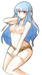 Rule 34 | 1girl, blue hair, blush, breasts, fire emblem, fire emblem: the blazing blade, highres, long hair, ninian, nintendo, panties, red eyes, small breasts, solo, tridisart, underwear