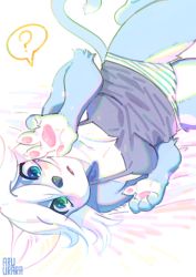 Rule 34 | blue eyes, cat, furry, highres, inuki (aruurara), open mouth, short hair, white hair