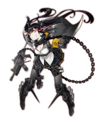 Rule 34 | 1girl, angry, black gloves, black skirt, boots, breasts, cable, cape, chain, clenched teeth, collar, commentary request, dark persona, elbow gloves, full body, gauntlets, girls&#039; frontline, gloves, grey pantyhose, gun, h&amp;k ump, heckler &amp; koch, highres, large breasts, legs apart, long hair, looking at viewer, metal collar, pantyhose, pink eyes, pleated skirt, sangvis ferri, simple background, skirt, solo, spikes, standing, submachine gun, teeth, twintails, ump9 (girls&#039; frontline), very long hair, vest, waterkuma, weapon, white background, white vest, wide-eyed