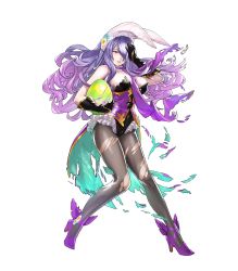 Rule 34 | 1girl, animal ears, bare shoulders, breasts, camilla (fire emblem), camilla (spring) (fire emblem), choker, cleavage, covered navel, elbow gloves, fake animal ears, female focus, fire emblem, fire emblem fates, fire emblem heroes, frilled choker, frills, full body, gloves, hair ornament, hair over one eye, hat, high heels, highres, injury, large breasts, leotard, long hair, maeshima shigeki, nintendo, official alternate costume, official art, overskirt, pantyhose, playboy bunny, purple footwear, purple hair, rabbit ears, ryona, solo, torn clothes, torn pantyhose, transparent background